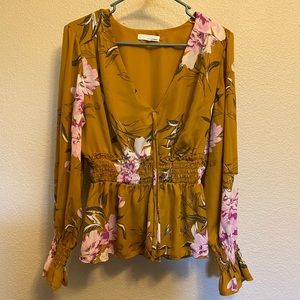 Mustard Floral Blouse